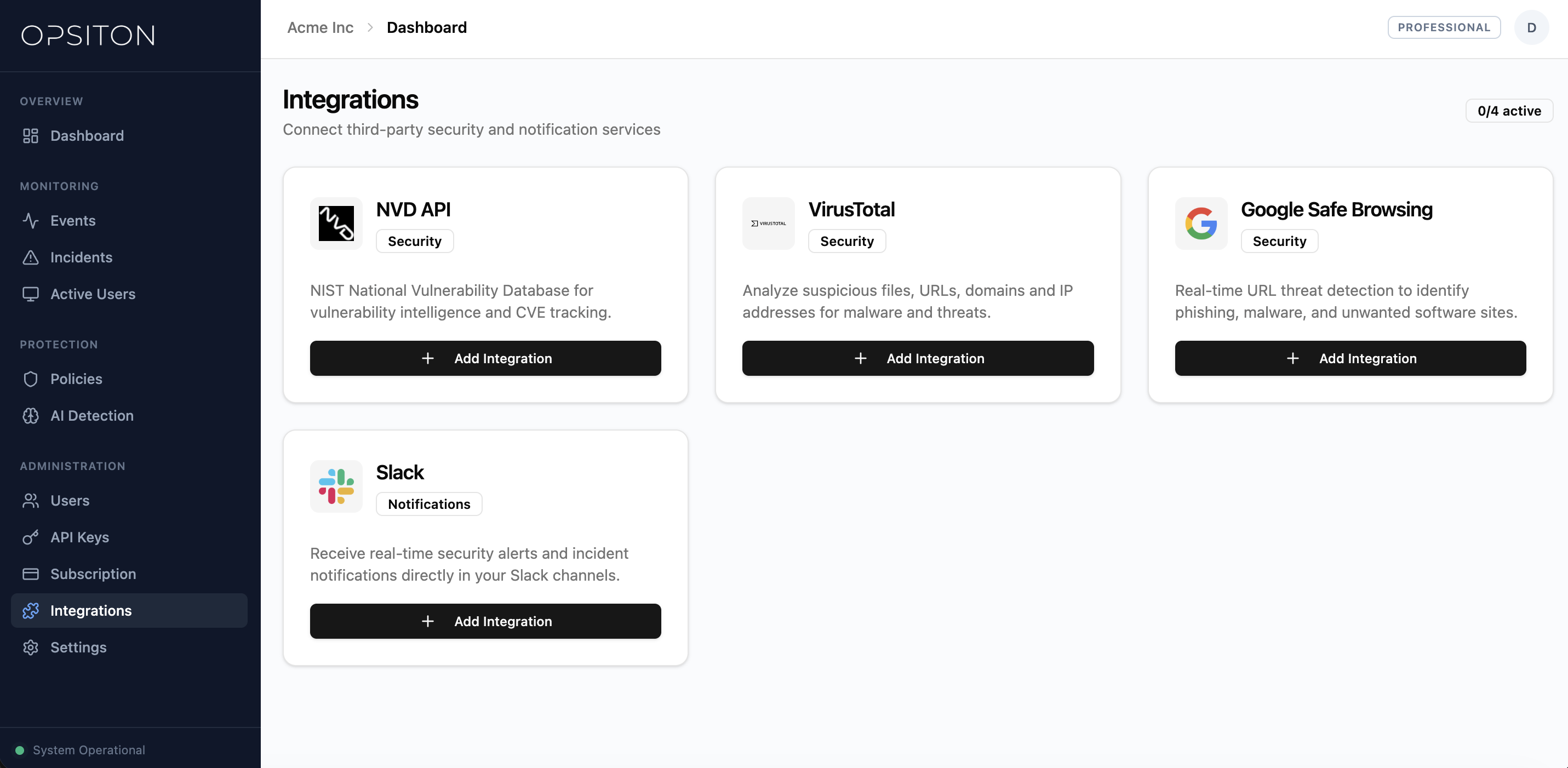 Security integrations - Light Mode